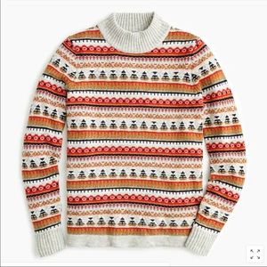 J Crew mock neck Fair Isle sweater